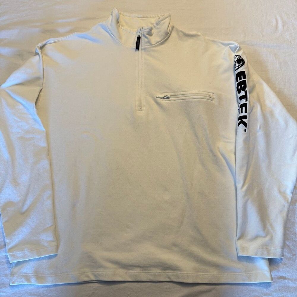 EBTek by Eddie Bauer | Quarter Zip Pullover | White | Coolmax Stretch | Chest Zi
